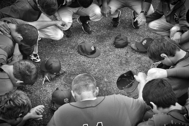 Campbell County Comprehensive High School Baseball team prays before a game. photo by Parker Eidson - 2014